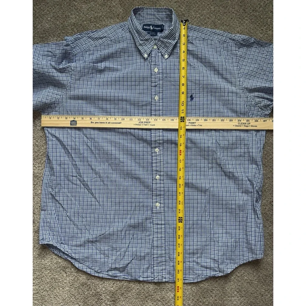 Polo Ralph Lauren‎ Mens Blake XL Short Sleeve Plaid Button Up Shirt Cotton Blue